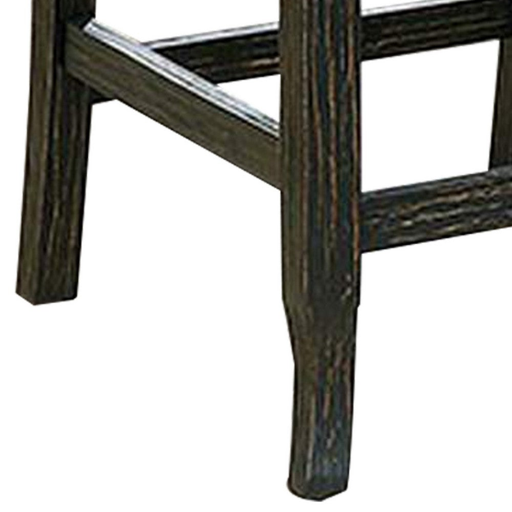 Benjara Bega 24 Inch Counter Height Chair, Set of 2, Wingback, Tufted, Smooth Gray