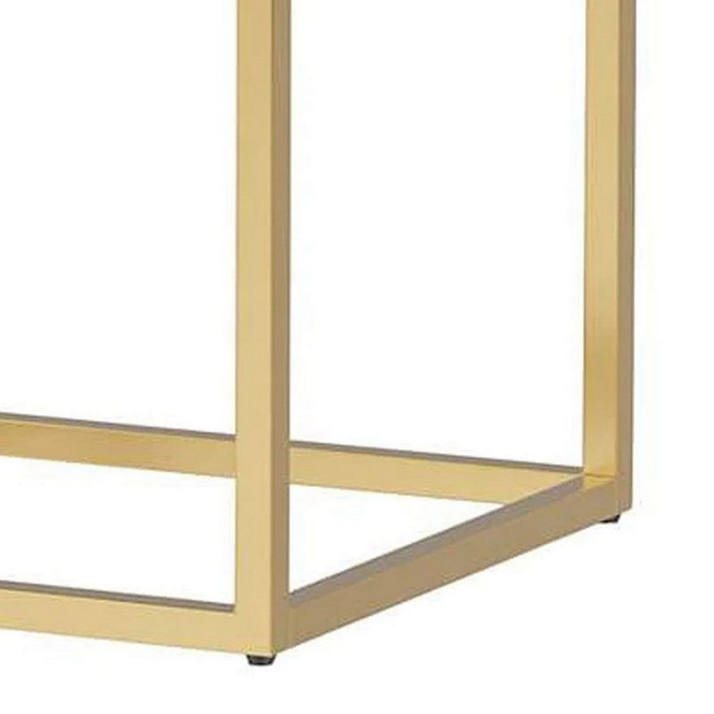 Benjara Bran 24 Inch Modern Side End Table, Brown Wood, Gold Steel Base, 1 Drawer
