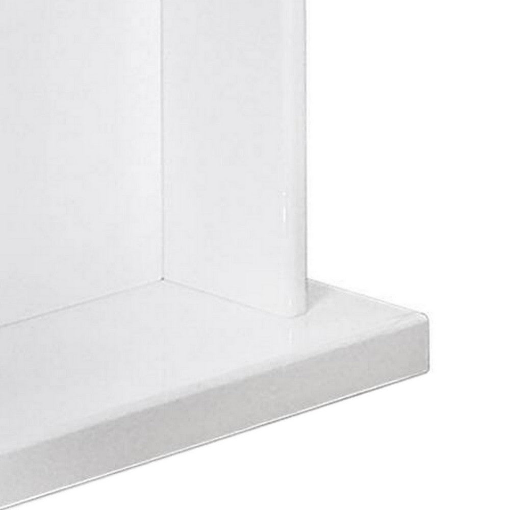 Benjara Liam 22 Inch Square Side End Table, White Wood, Pedestal Base, Glass Top