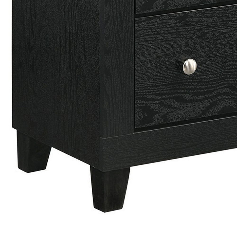 Benjara Yoh 47 Inch Tall 4 Drawer Dresser Chest with Marble Top, Metal Knobs, Black