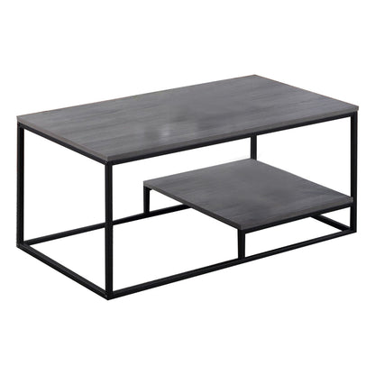 Benjara 3 Piece Cocktail Set with Coffee Table And 2 End Tables, Wood Shelves, Gray