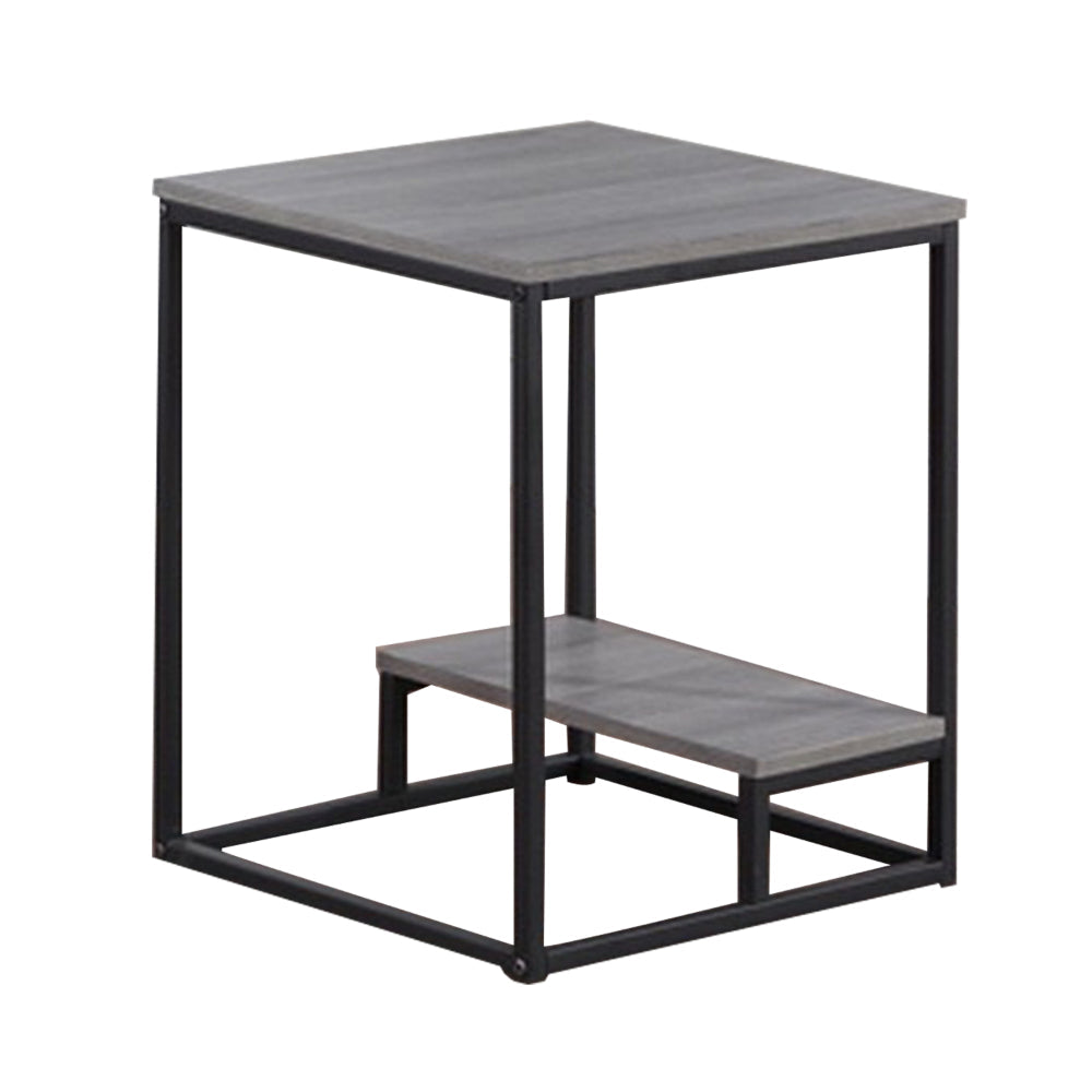 Benjara 3 Piece Cocktail Set with Coffee Table And 2 End Tables, Wood Shelves, Gray