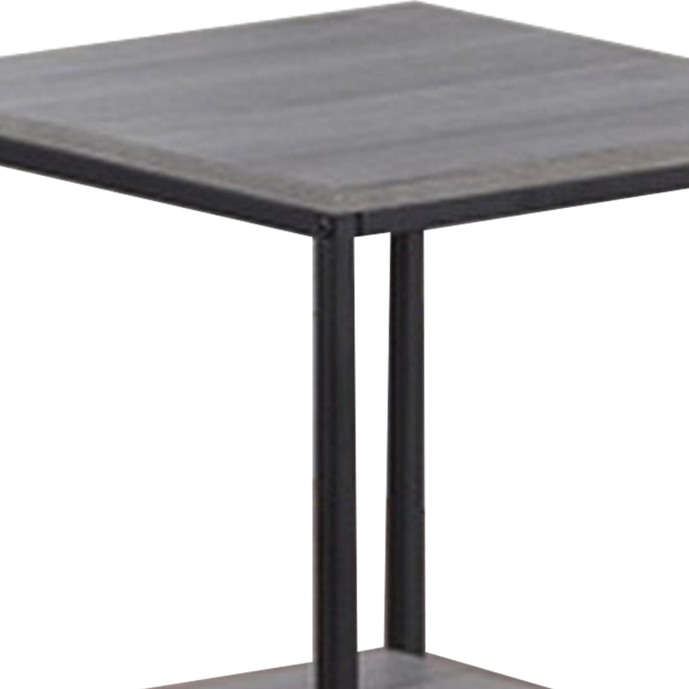 Benjara 3 Piece Cocktail Set with Coffee Table And 2 End Tables, Wood Shelves, Gray
