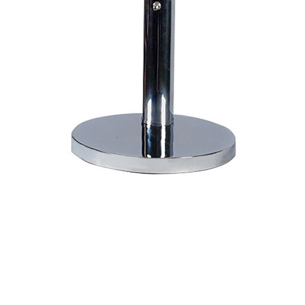 Benjara Arya 33 Inch Modern Arcing 3 Light Table Lamp, Round Crystal Accents Chrome