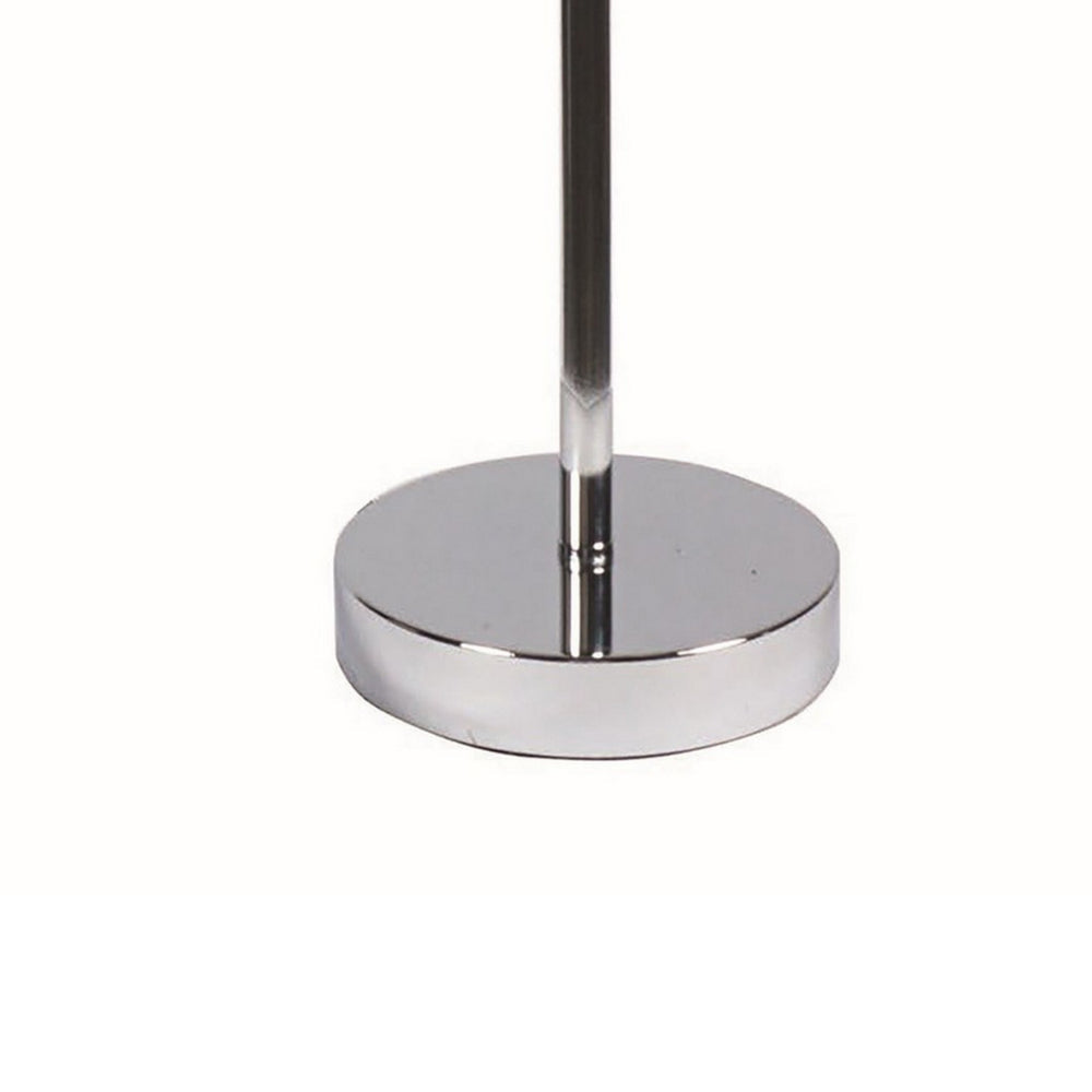 Benjara 24 Inch Modern Table Lamp, Crystal Shade, Tessellated Metal Accents, Chrome
