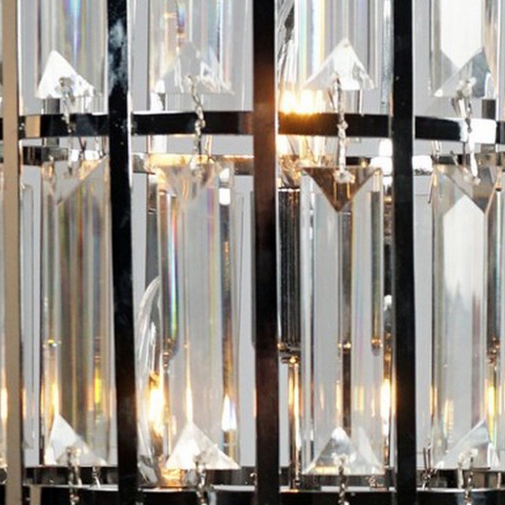 Benjara 20 Inch Modern Table Lamp, Metal Cage Shade with Glass Accents, Chrome