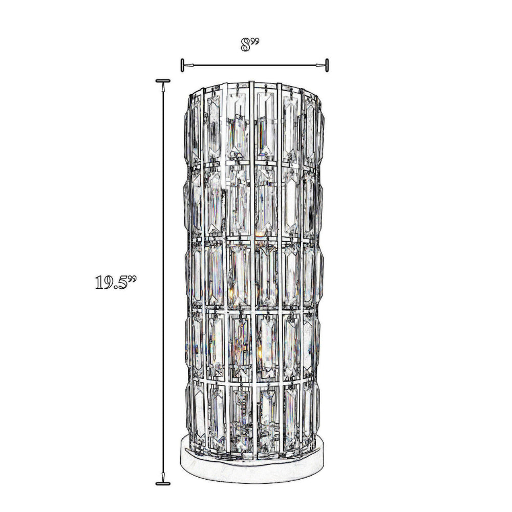 Benjara 20 Inch Modern Table Lamp, Metal Cage Shade with Glass Accents, Chrome