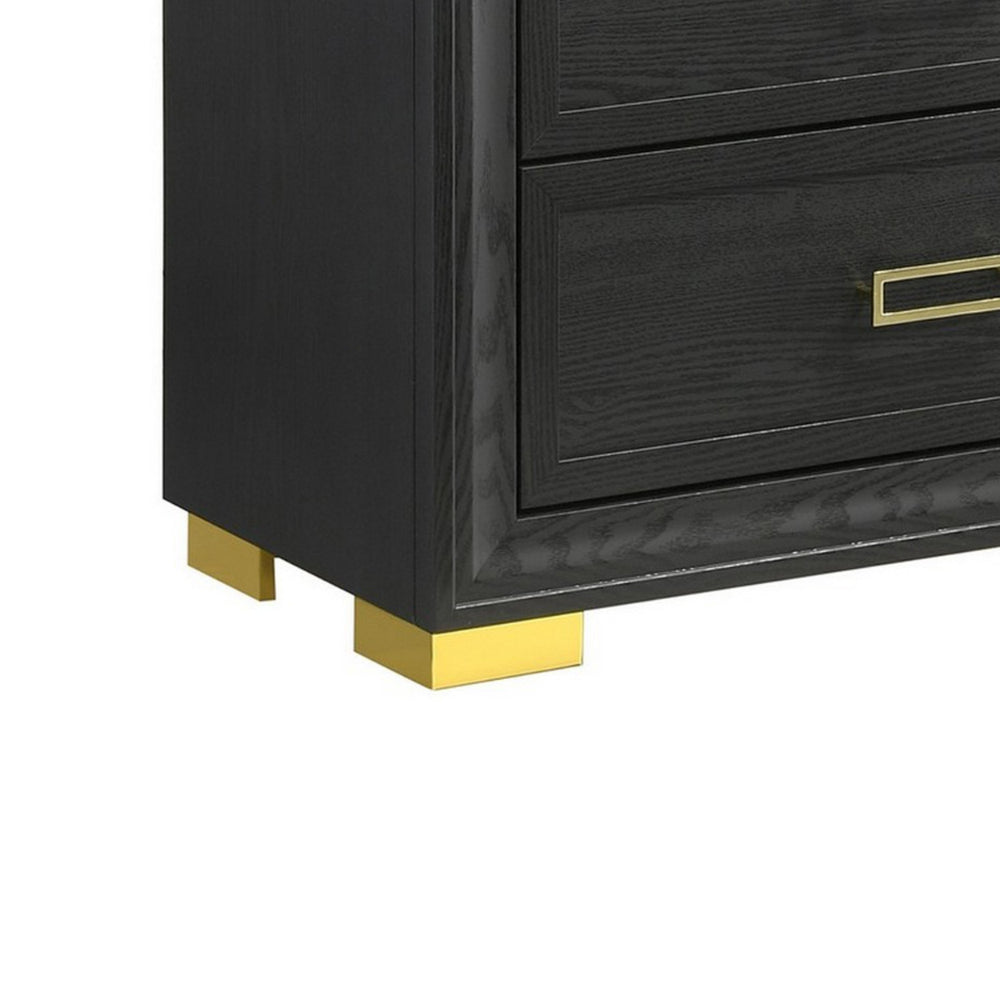 Benjara Nio 48 Inch Tall 4 Drawer Dresser Chest, Bracket Legs, Frame Handles, Gray