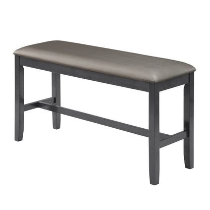 Benjara 48 Inch Dining Bench, Padded Seat Cushion, Metallic Gray Upholstery, Black