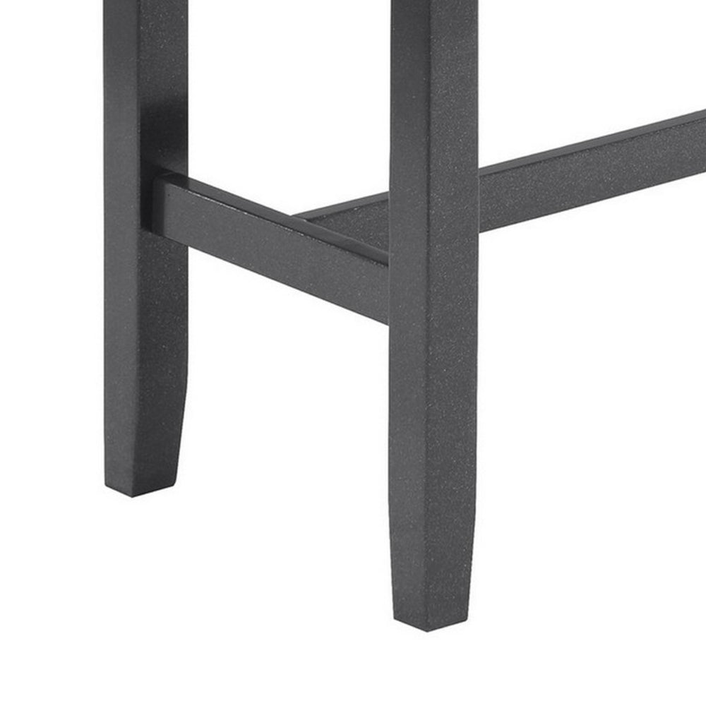 Benjara 48 Inch Dining Bench, Padded Seat Cushion, Metallic Gray Upholstery, Black