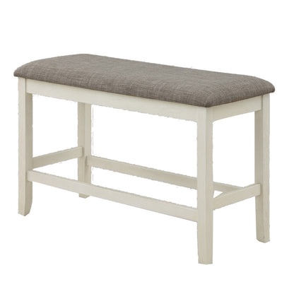 Benjara Mon 40 Inch Counter Height Dining Bench, Padded Seat, Chalk Gray Upholstery