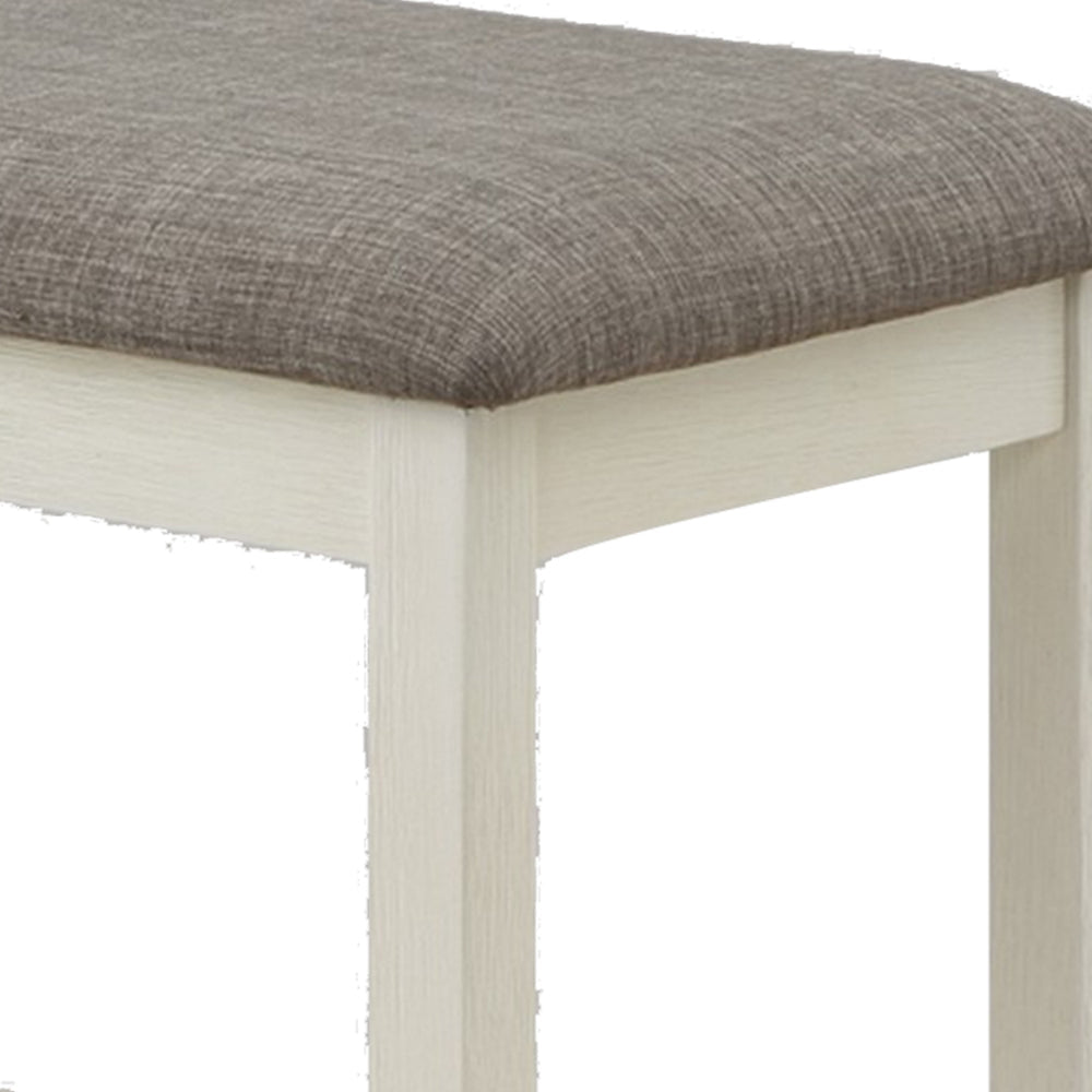 Benjara Mon 40 Inch Counter Height Dining Bench, Padded Seat, Chalk Gray Upholstery
