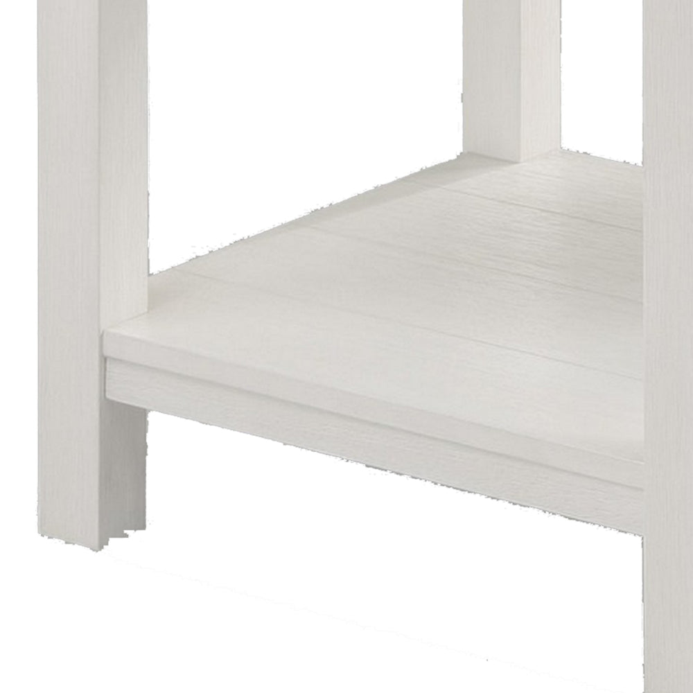 Benjara Mon 24 Inch Square End Table, Open Bottom Shelf, Brown Top, White Frame