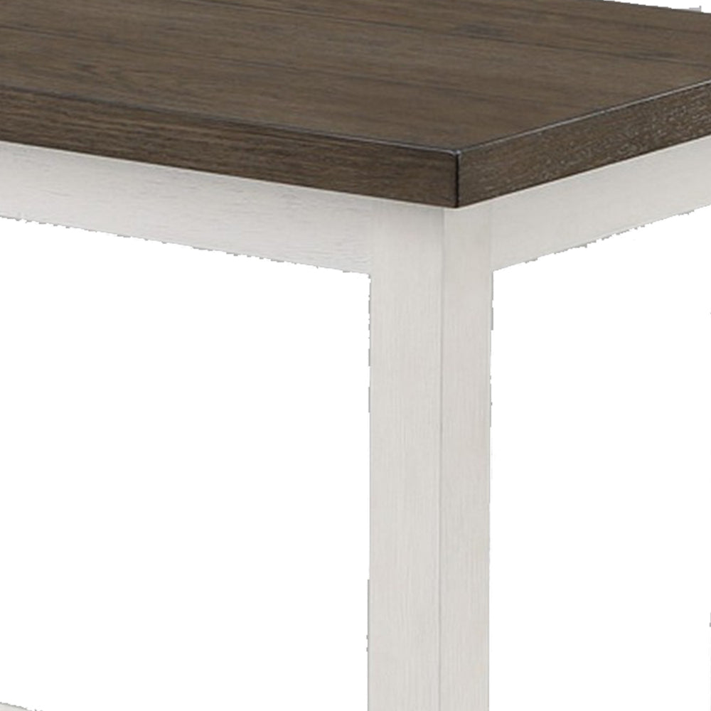 Benjara Mon 48 Inch Sofa Console Table, Open Shelf, Brown Surface, White Frame