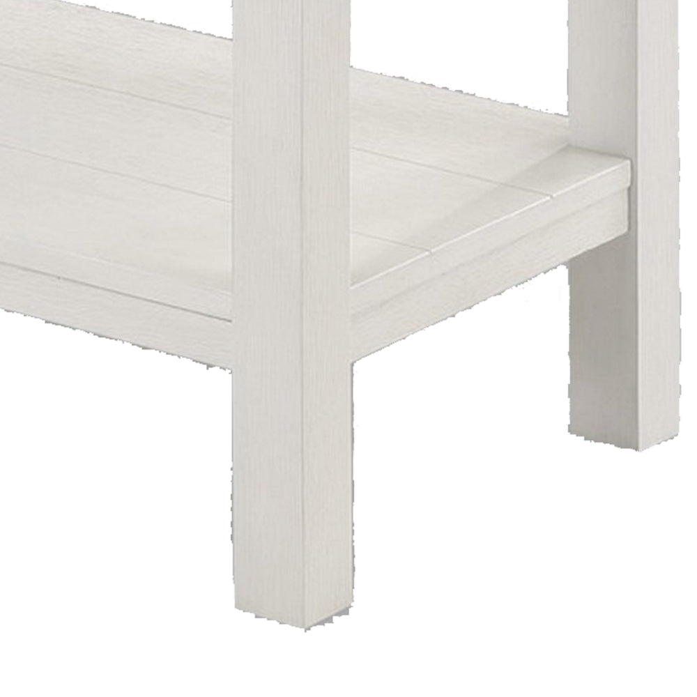 Benjara Mon 48 Inch Sofa Console Table, Open Shelf, Brown Surface, White Frame