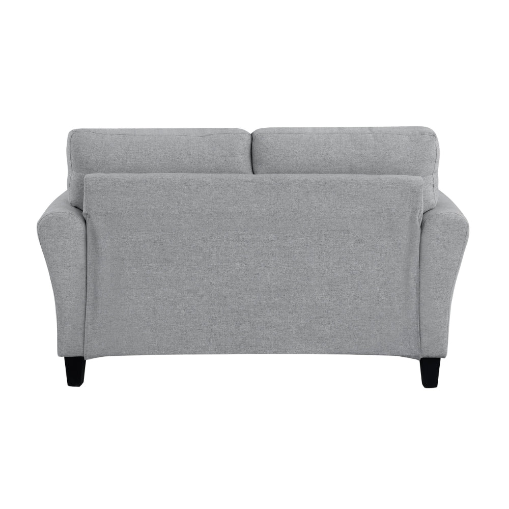 Benjara Engi 58 Inch Accent Loveseat, Smooth Gray Polyester, Attached Back Cushion