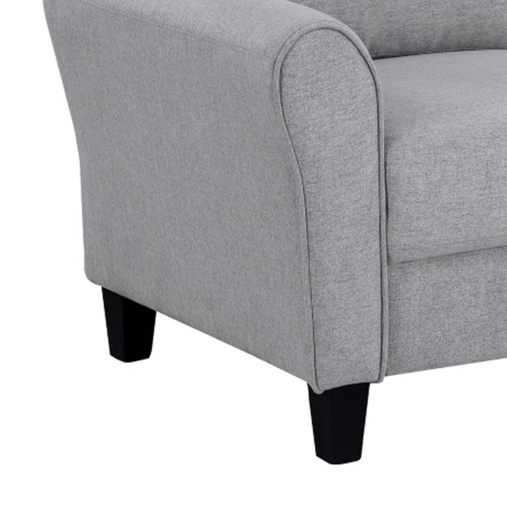 Benjara Engi 58 Inch Accent Loveseat, Smooth Gray Polyester, Attached Back Cushion