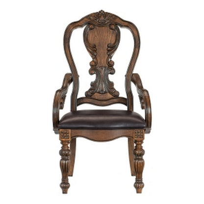 Benjara Devi 20 Inch Armchair, Queen Anne Backrest, Turned Legs, Rustic Brown