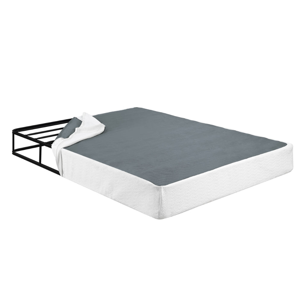Benjara Zena 9 Inch California King Mattress Foundation, Black Steel, 12 Slats