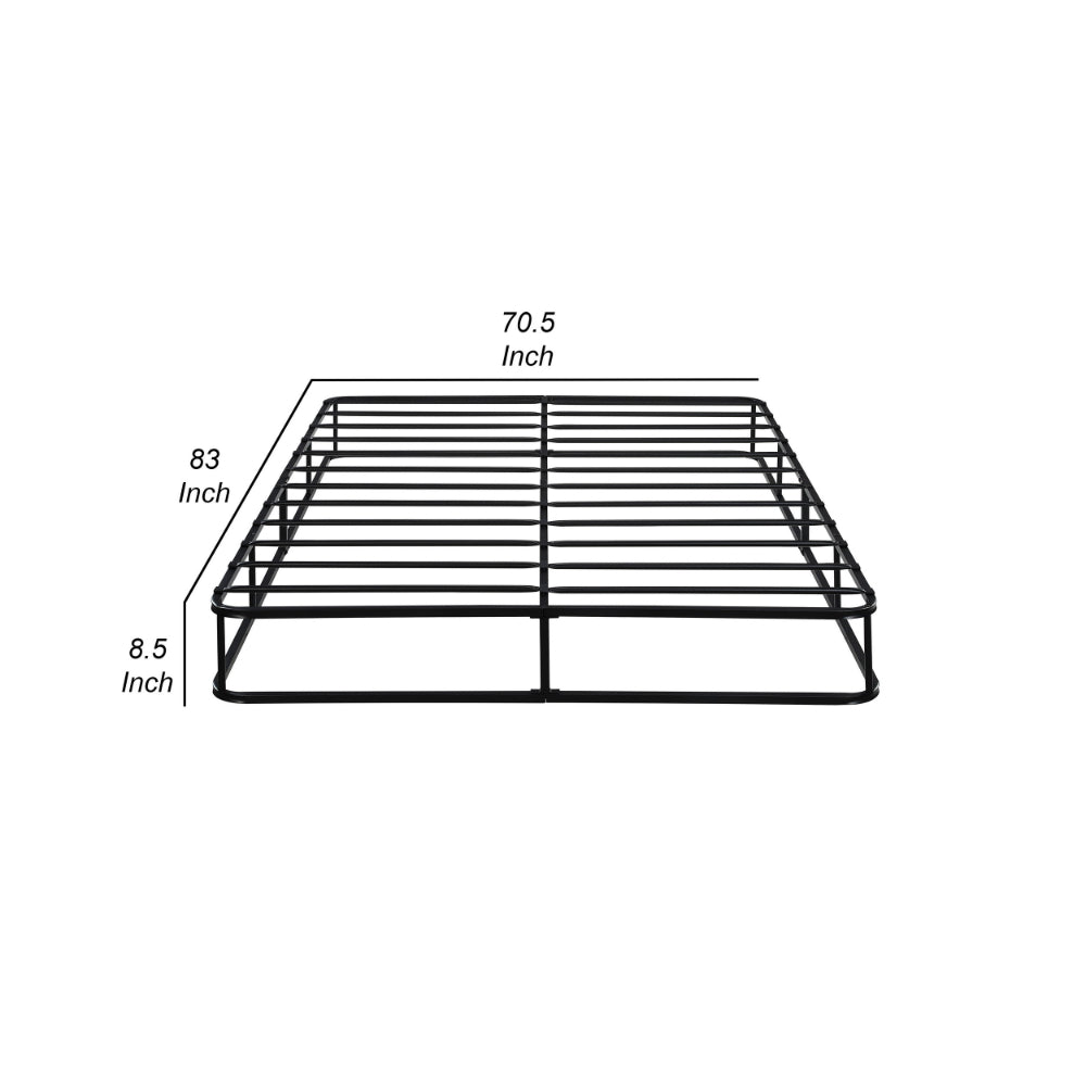 Benjara Zena 9 Inch California King Mattress Foundation, Black Steel, 12 Slats