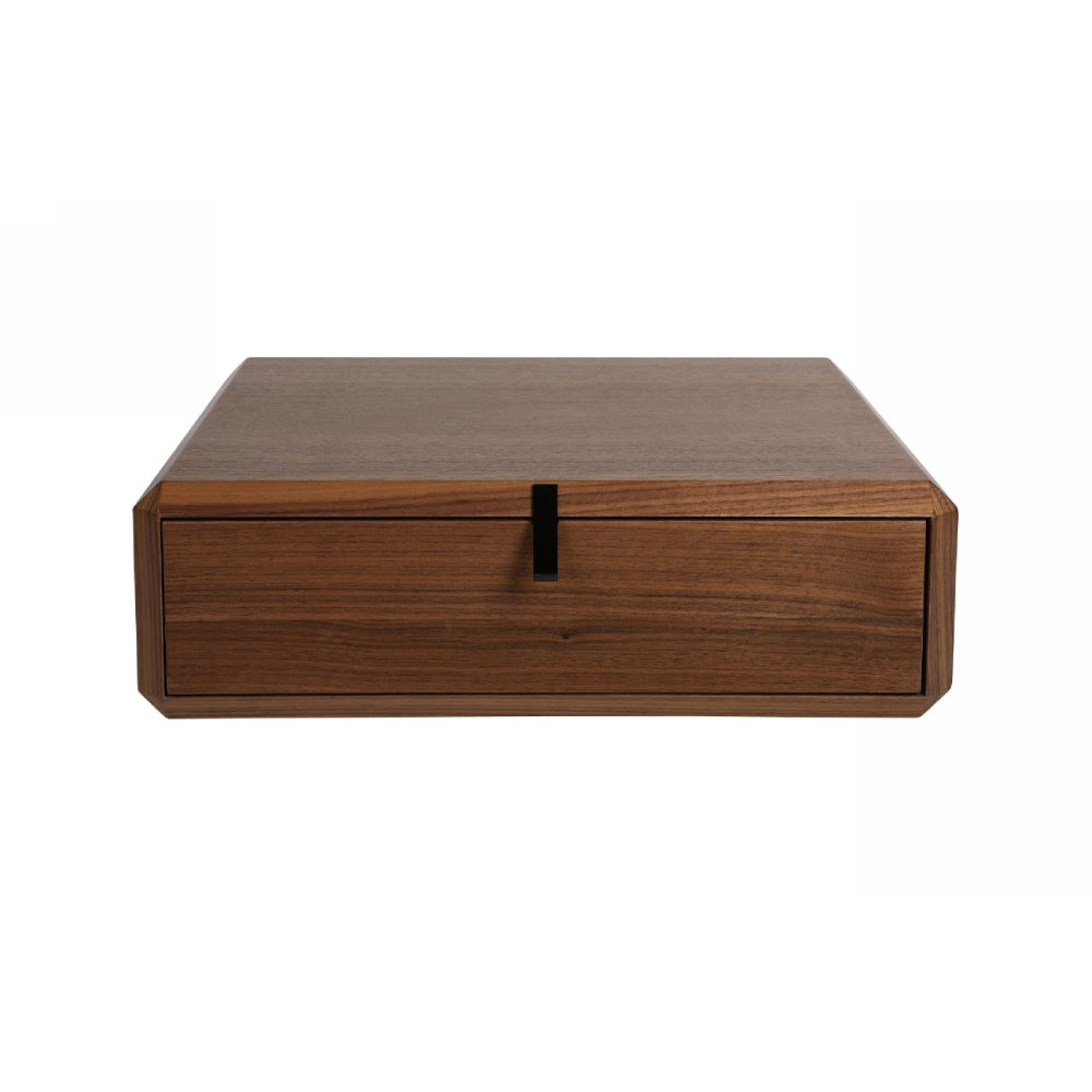 Benjara 20 Inch Nightstand Drawer Box, Beveled Edges, Angled Handles, Brown Wood