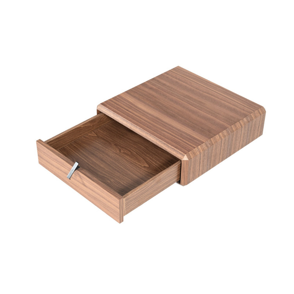 Benjara 20 Inch Nightstand Drawer Box, Beveled Edges, Angled Handles, Brown Wood
