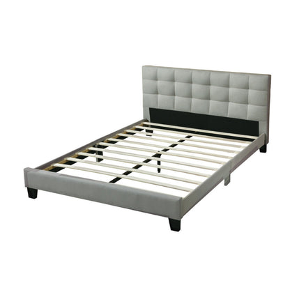Benjara Dex Modern Platform California King Bed, Tufted Upholstery, Light Gray