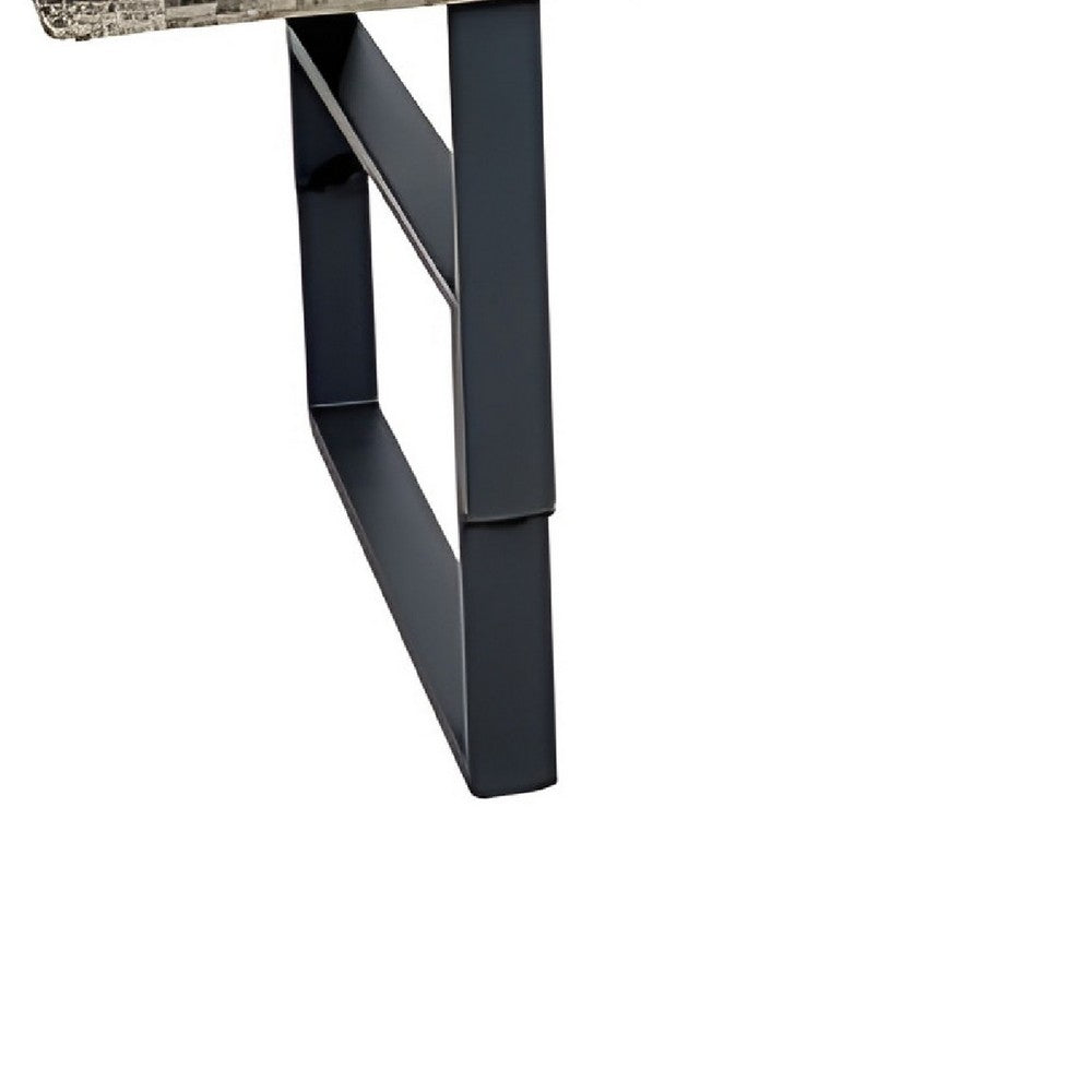 Benjara Foca 63 Inch Outdoor Rectangular Dining Table, Adjustable Height, Wicker