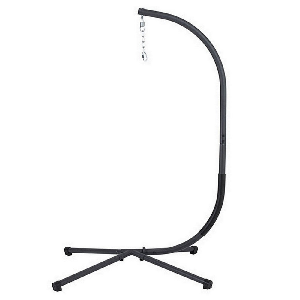 Benjara 76 Inch Outdoor Swinging Chair Stand, Bold Black Steel, 4 Legged Base