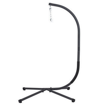 Benjara 76 Inch Outdoor Swinging Chair Stand, Bold Black Steel, 4 Legged Base