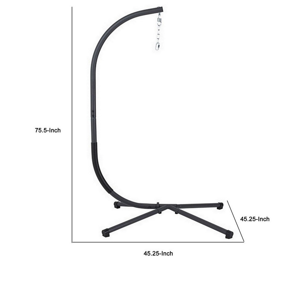 Benjara 76 Inch Outdoor Swinging Chair Stand, Bold Black Steel, 4 Legged Base