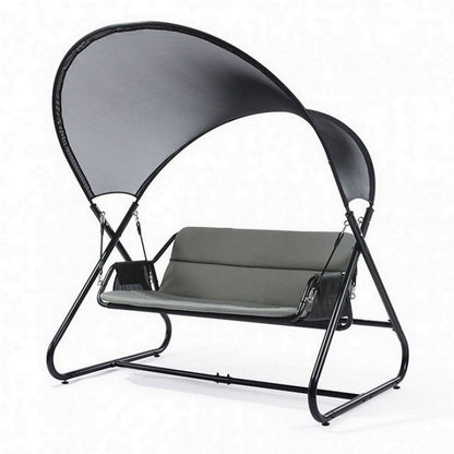 Benjara 66 Inch Outdoor Swing Chair, Double Hanging, Sturdy Steel Frame, Black