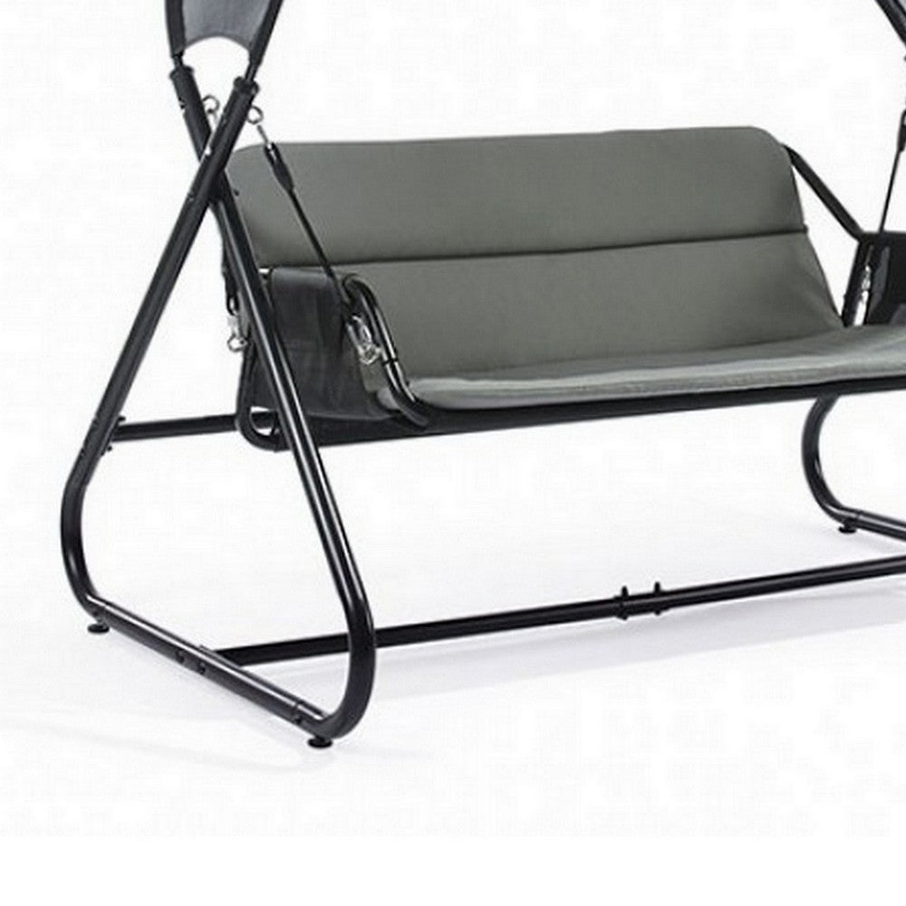 Benjara 66 Inch Outdoor Swing Chair, Double Hanging, Sturdy Steel Frame, Black