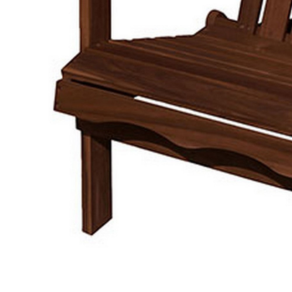 Benjara 34 Inch Outdoor Adirondack Chair, Dark Brown Wood, Wide Armrests