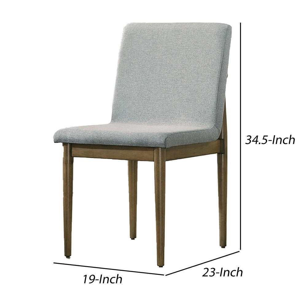 Benjara 19 Inch Dining Chair, Set of 2, Gray Fabric, Parson Style, Cushioned Seat