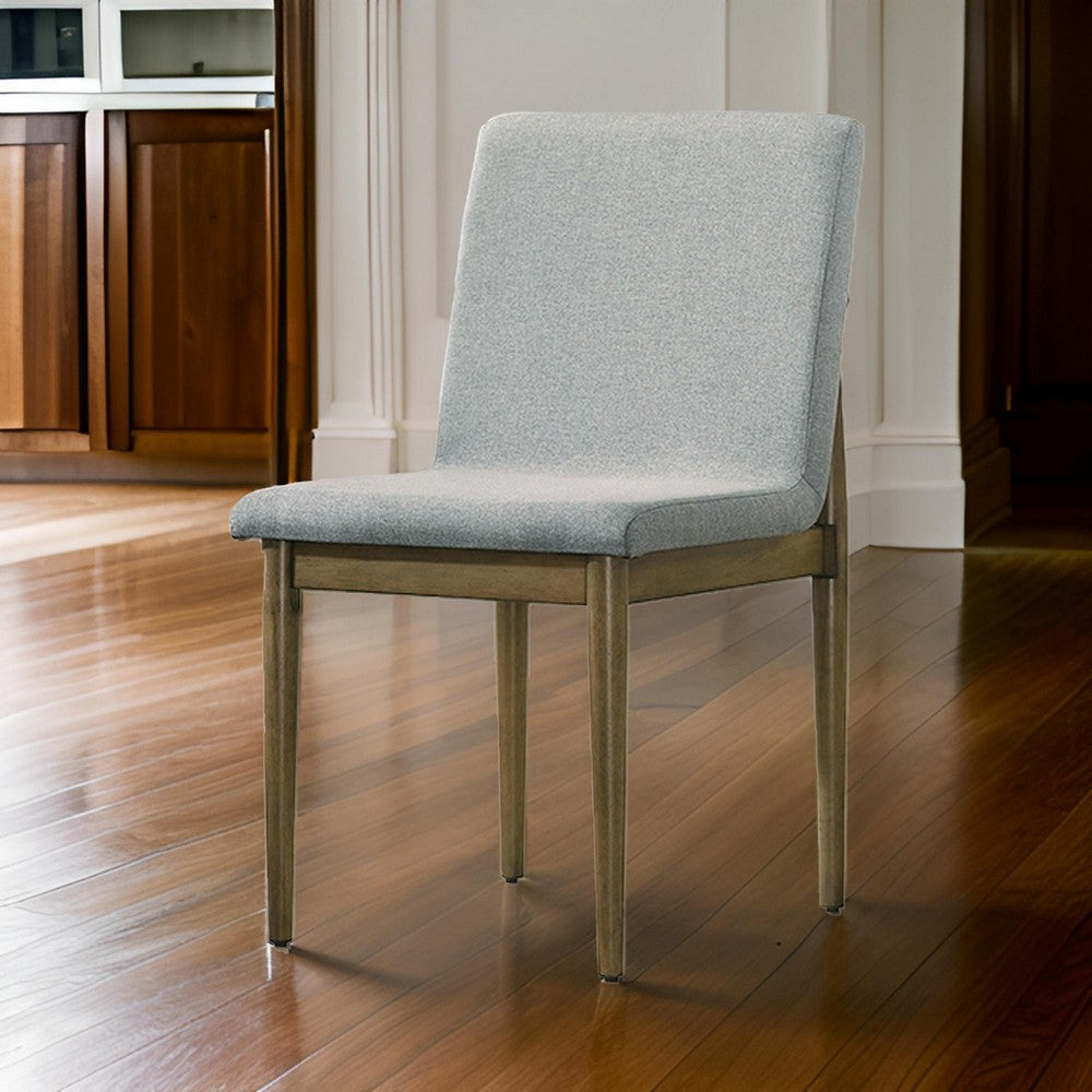 Benjara 19 Inch Dining Chair, Set of 2, Gray Fabric, Parson Style, Cushioned Seat