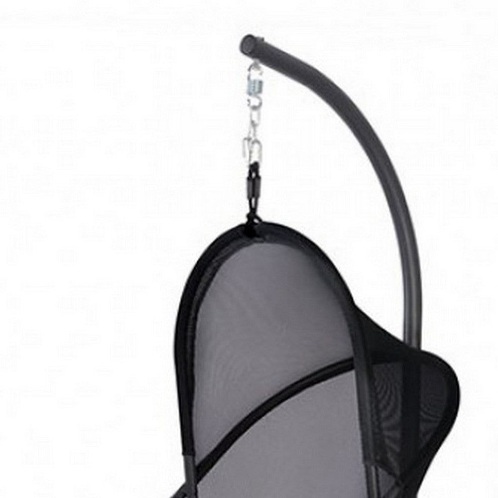 Benjara 28 Inch Swing Chair, Sturdy Steel Frame, Breathable Mesh, Black And Gray