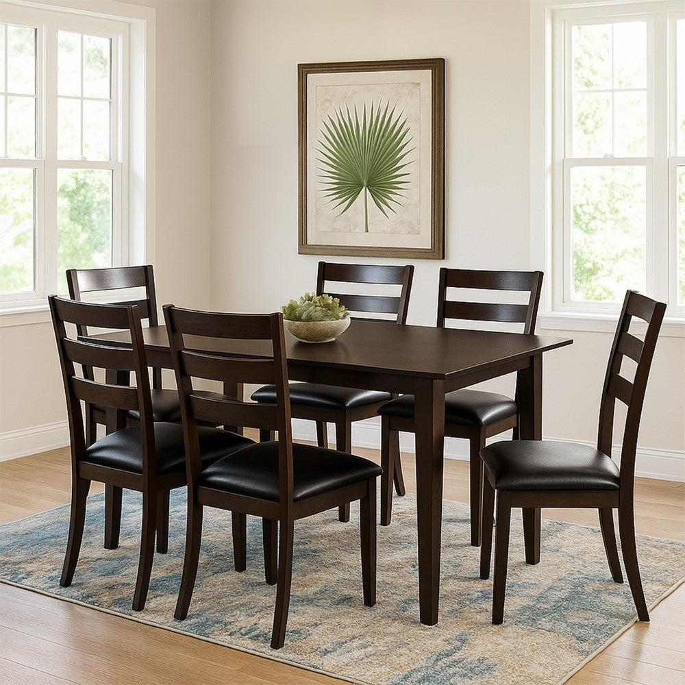 Benjara 59 Inch Rectangular Dining Table, Tapered Legs, Dark Cappuccino Brown Wood