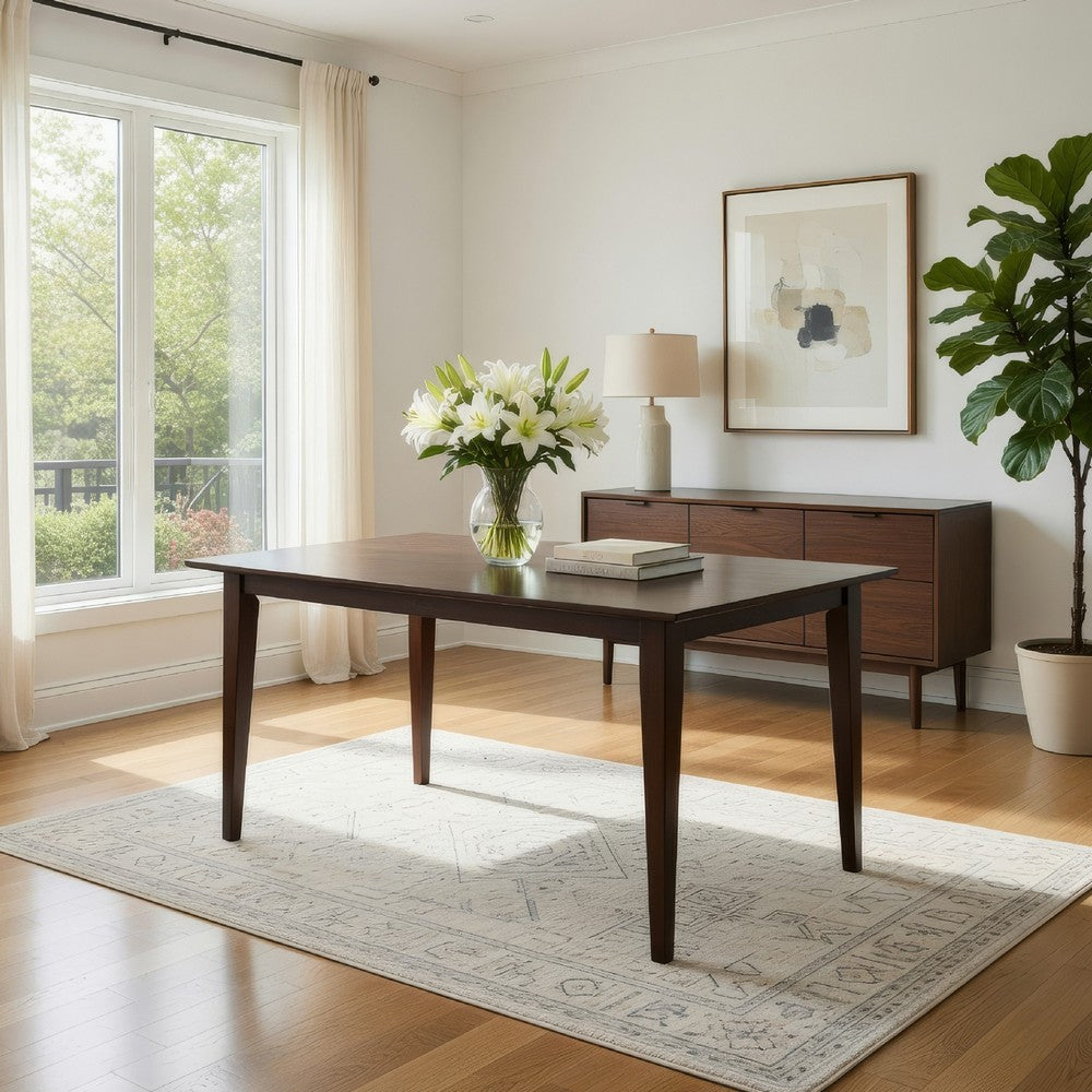 Benjara 59 Inch Rectangular Dining Table, Tapered Legs, Dark Cappuccino Brown Wood