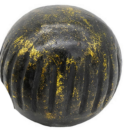 Benjara Set of 3 Decorative Tabletop Round Balls, Carved Mango Wood, Black, Yellow