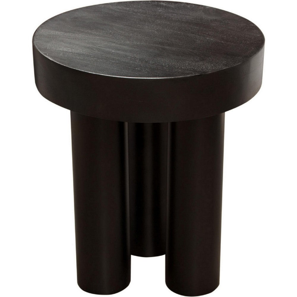 Benjara 16 Inch Modern End Table, Thick Sturdy Surface, Tripod Legs, Black Wood