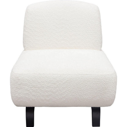 Benjara Ikka 30 Inch Padded Armless Chair, Crisp White Faux Sheepskin Upholstery