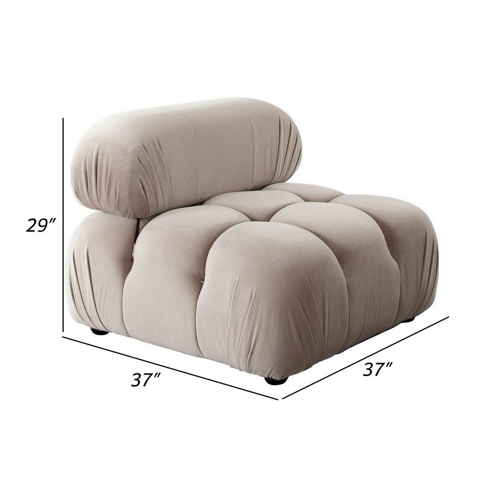 Benjara Hito 37 Inch Armless Chair, Thick Cushioned Seat And Back, Brown Upholstery