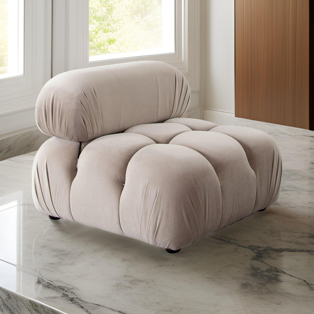 Benjara Hito 37 Inch Armless Chair, Thick Cushioned Seat And Back, Brown Upholstery