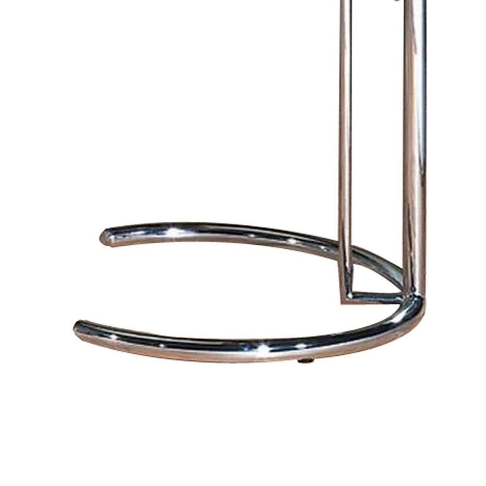 Benjara 25-35 Inch Adjustable Height Glass Side End Table, Cantilever Base, Clear