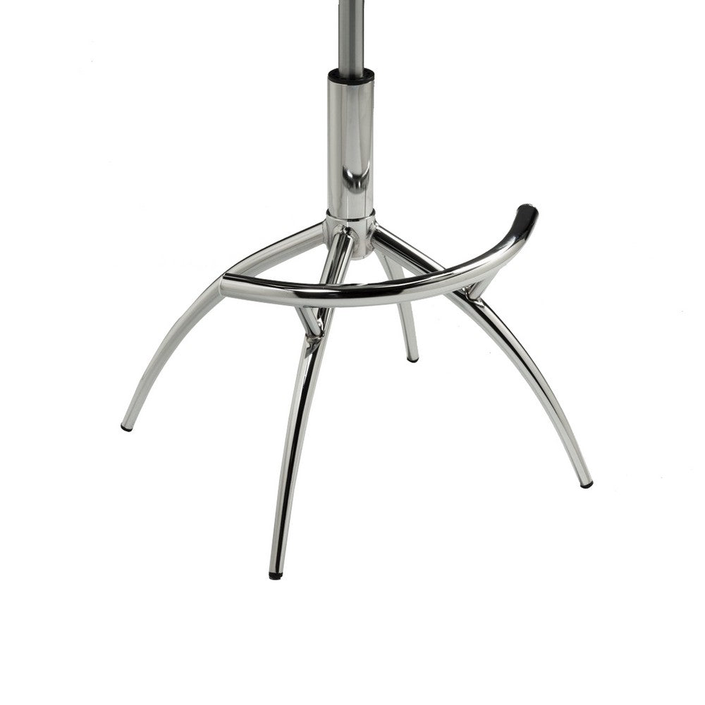 Benjara Will 26-31 Inch Adjustable Height Barstool Chair, Set of 2, Chrome White Faux Leather