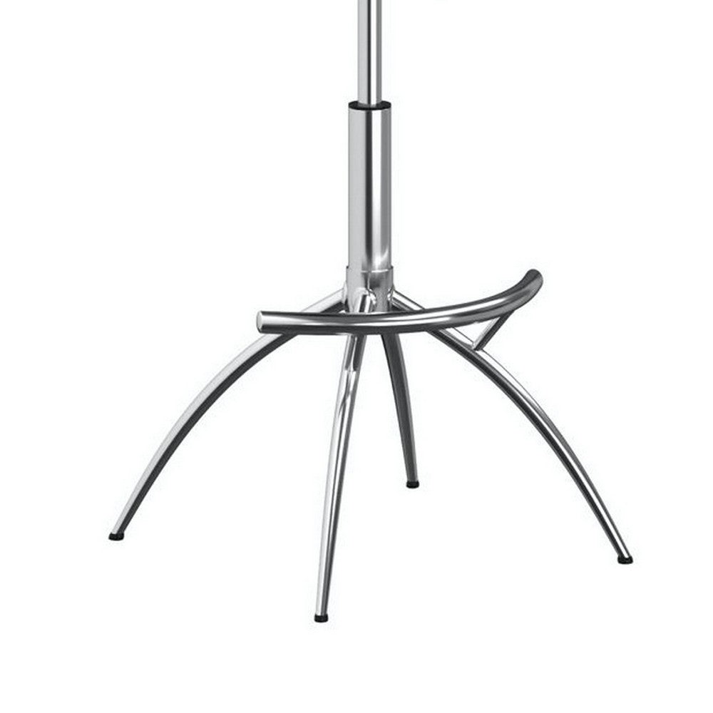 Benjara Deko 26-31 Inch Adjustable Height Barstool Chair, Set of 2, Chrome Black Faux Leather