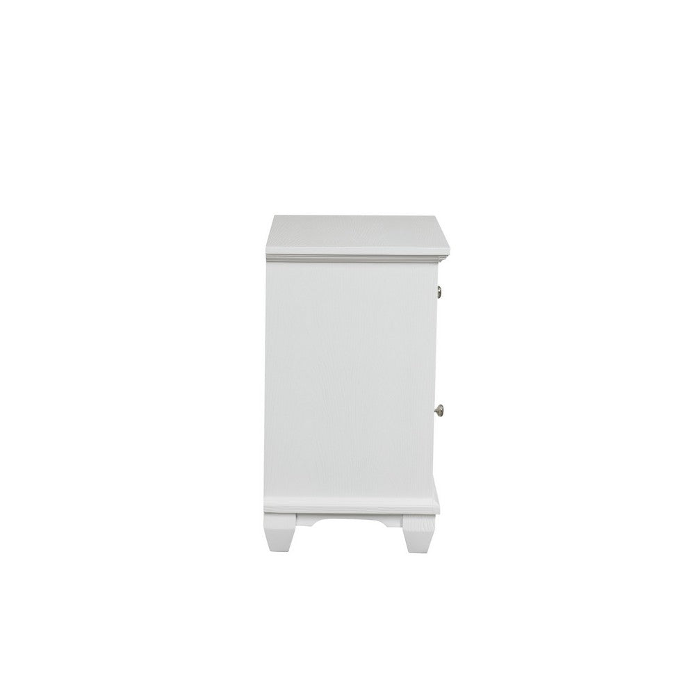 Benjara Jims 28 Inch Nightstand, Single Door And Drawer, Cup Handles, White Wood