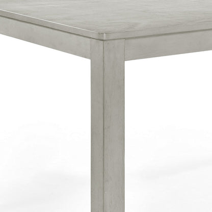 Benjara Pane 59 Inch Rectangular Wood Dining Table, Smooth Gray, Tall Block Legs