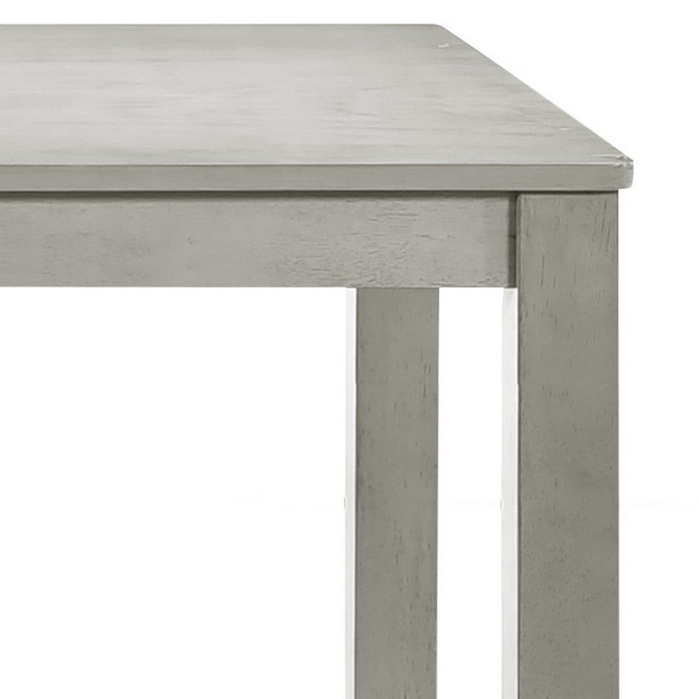 Benjara Pane 59 Inch Rectangular Wood Dining Table, Smooth Gray, Tall Block Legs